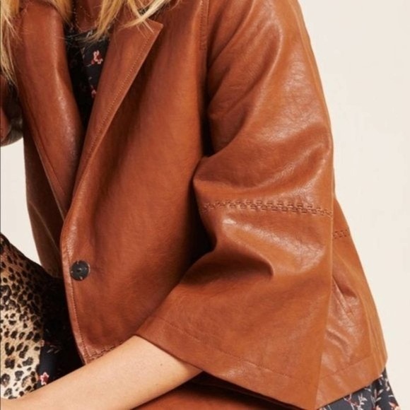 Anthro Hayden Embroidered Faux Leather Jacket - Small - Picture 6 of 12